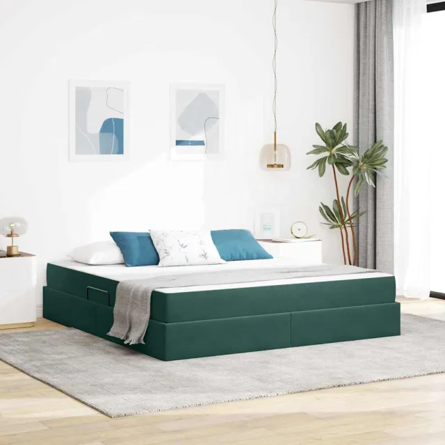 vidaXL Opbergbed met matras Donkergroen 180 x 200 cm Fluweel