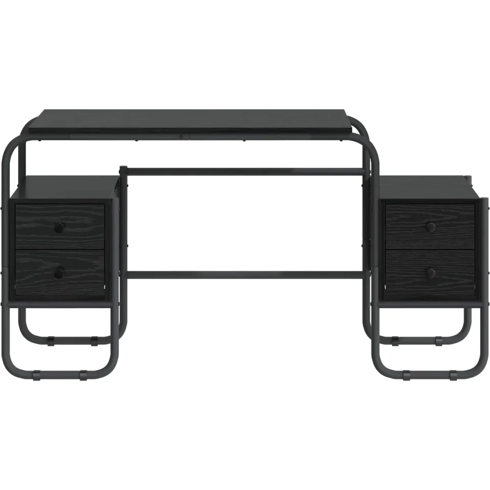 vidaXL Bureau met opbergruimte Zwart eiken 145 x 50 x 75 cm, foto 3