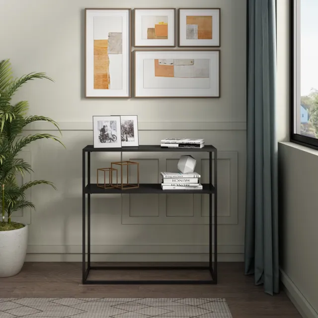 Consoletafel Kuhmo 80x80x30 cm zwart [en.casa]