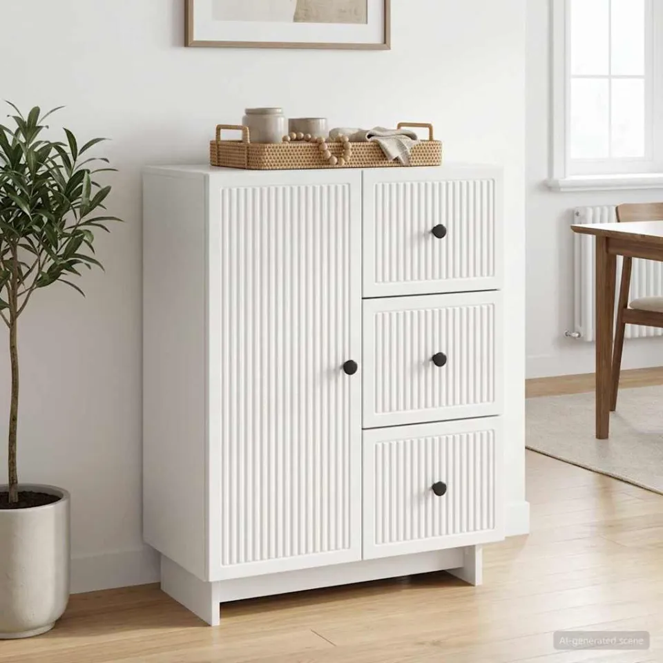 vidaXL Dressoir met lade Hoogglans Wit 66 x 34,5 x 90 cm Bewerkt hout, foto 3