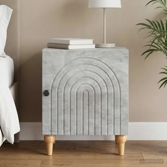 vidaXL Nachtkastje Betongrijs 43 x 34,5 x 50 cm Bewerkt hout grijs, foto 2