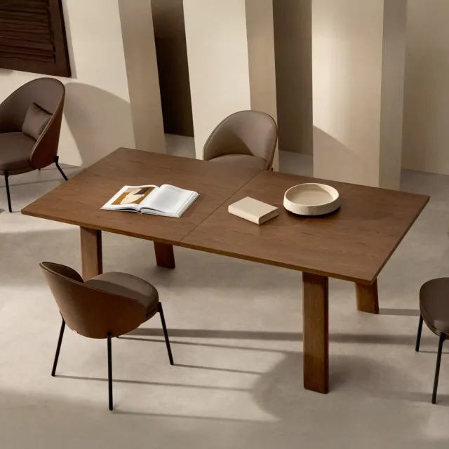 Kave Home Arlen uitschuifbare eettafel walnoot, foto 2