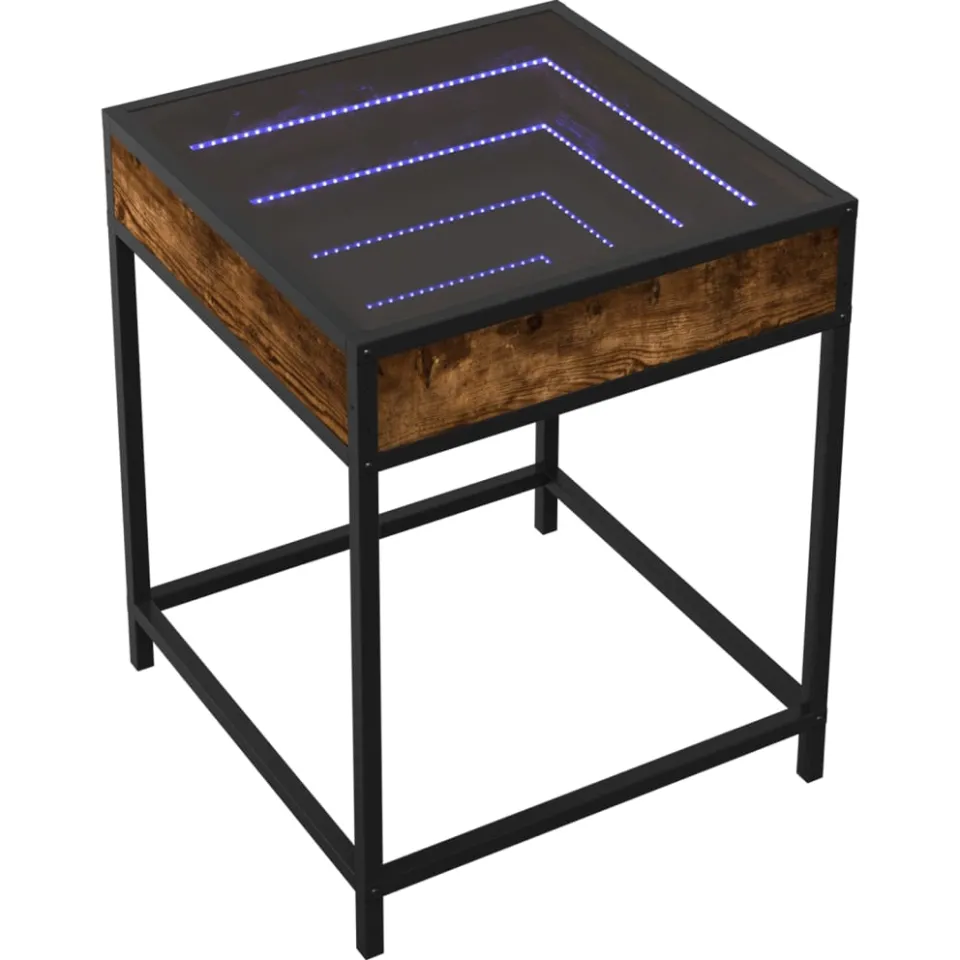 vidaXL Salontafel met Infinity LED 40x40x51 cm gerookt eikenkleurig Bruin