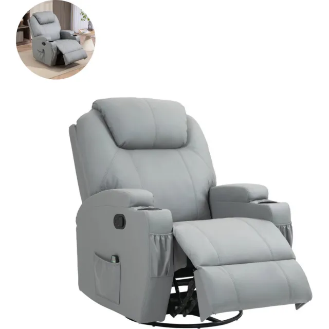 GranMaison Massagestoel - Relaxfauteuil - Zetel - 1 persoons - Met armleuning - Zeer comfortabel - Elektrisch - Lichtgrijs Lichtgrijs-3