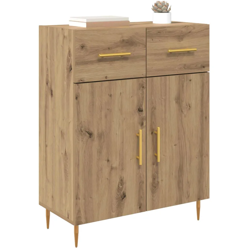 vidaXL Dressoir Artisan Eiken 69,5 x 34 x 90 cm Bewerkt hout Bruin