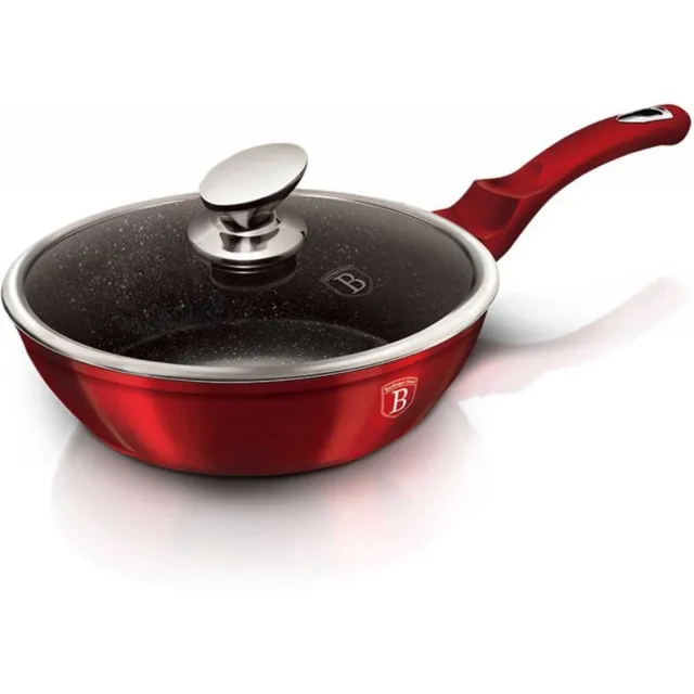 Berlinger Haus Red Metallic Line - Granieten Koekenpan - Ø24cm - Soft-Touch Handvat - Geschikt voor Inductie Rood