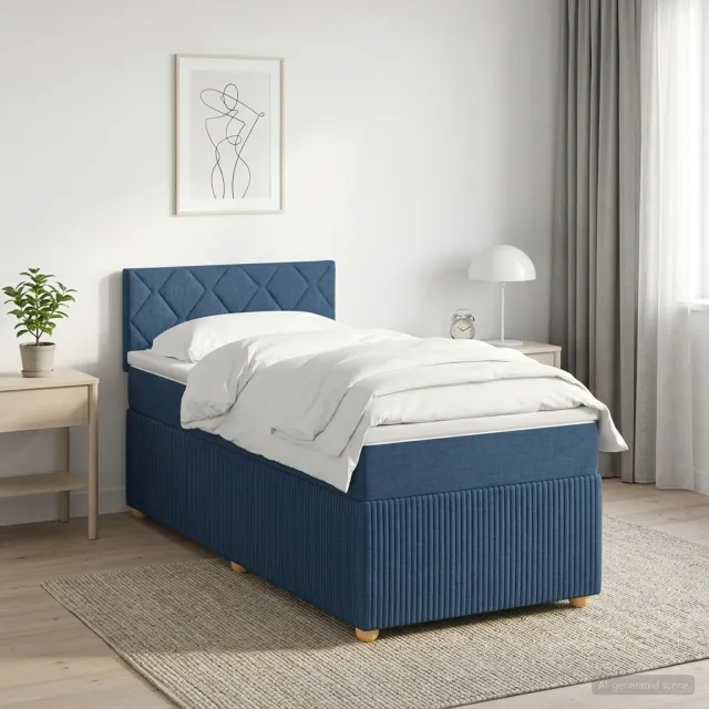 vidaXL Boxspringbed met matras met hoofdeinde Blauw 100 x 200 cm Stof