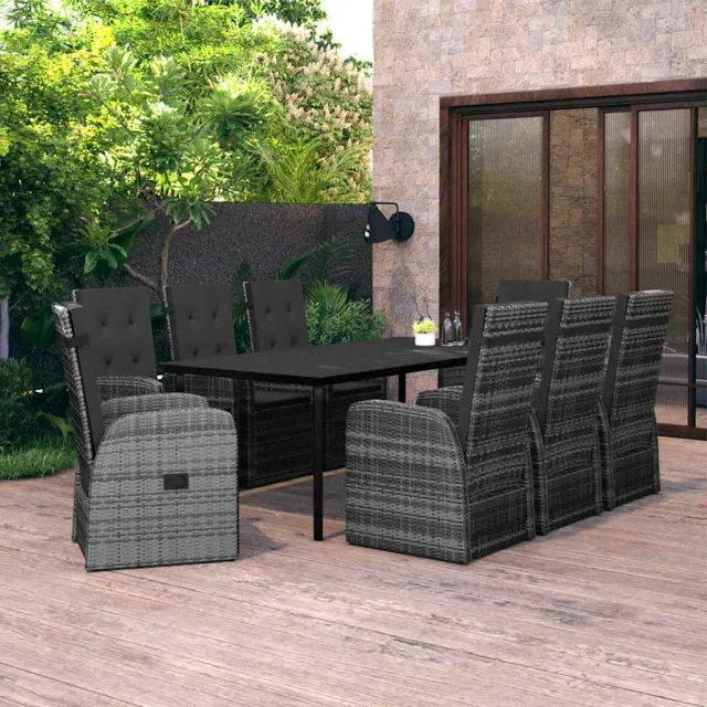 vidaXL 9-delige Tuinset met kussens grijs, foto 2