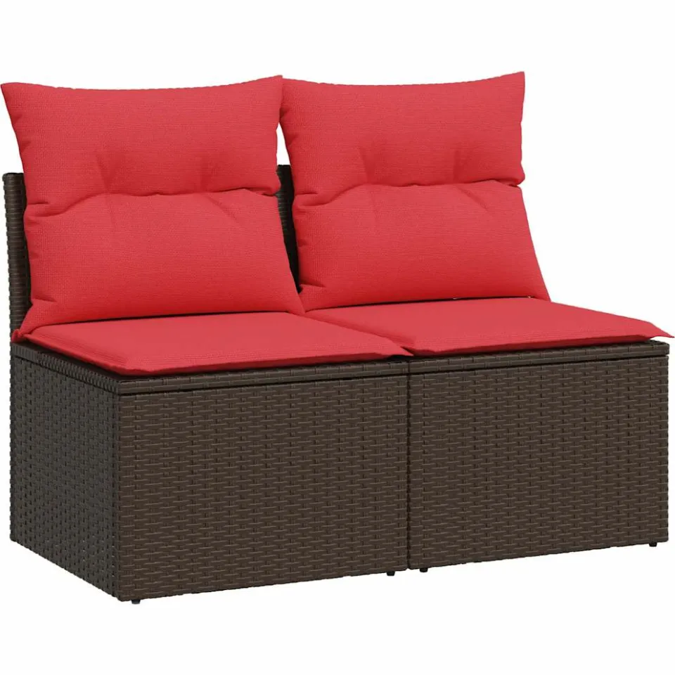 vidaXL 2-delige Loungeset met kussens poly rattan acacia bruin