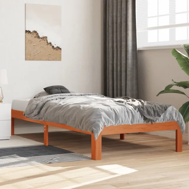 vidaXL Bed Frame Wasbruin 100 x 200 cm Solid pine wood