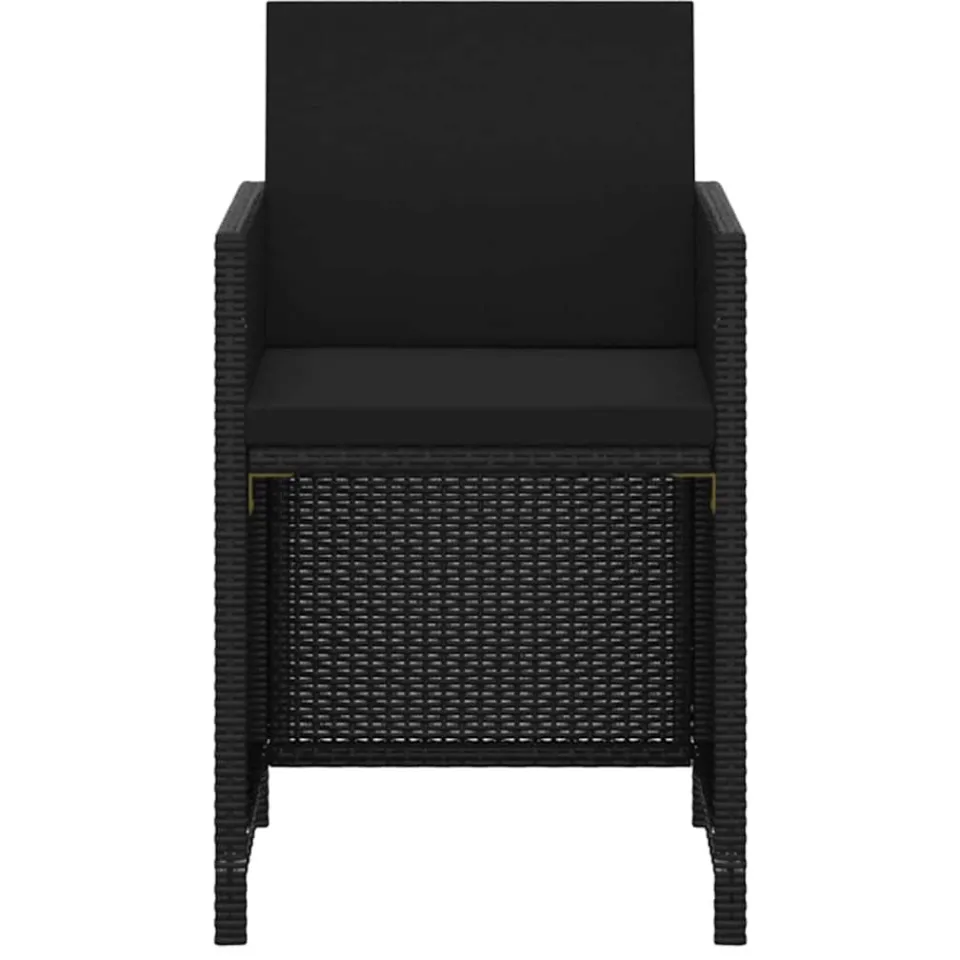 vidaXL 3-delige Tuinset met kussens poly rattan zwart, foto 4