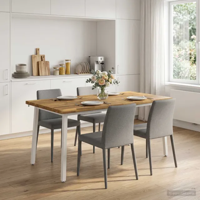 vidaXL Live Edge Eettafel 160 x 90 x 75 cm Massief Acaciahout Wit