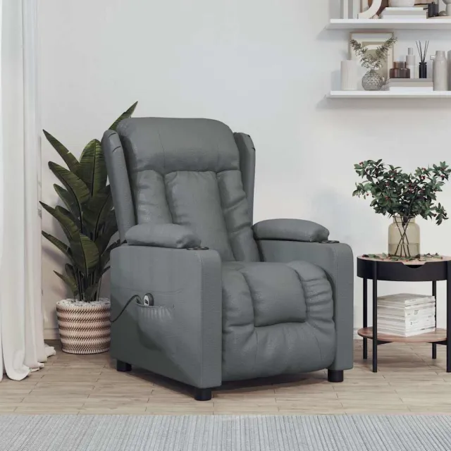 vidaXL Fauteuil verstelbaar elektrisch kunstleer grijs