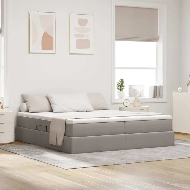 vidaXL Opbergbed met matras met opslag Taupe 200 x 200 cm Polyester