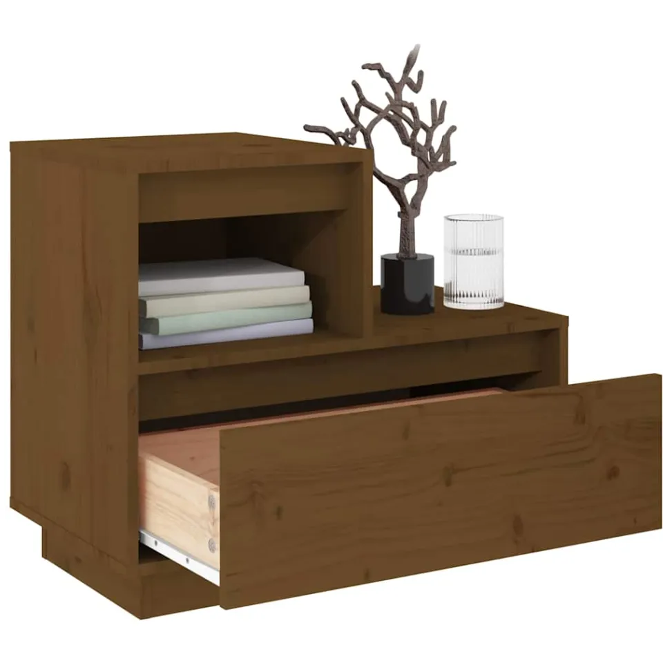 vidaXL Nachtkastjes 2 st 60x34x51 cm massief grenenhout honingbruin