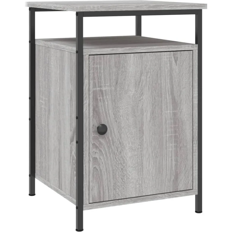 vidaXL Nachtkastjes 2 st 40x42x60 cm bewerkt hout grijs sonoma eiken, foto 3