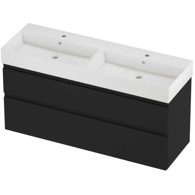 Proline Zara Badmeubelset Porselein Loft Dubbel 140x46x73 cm Glans Wit Mat Zwart
