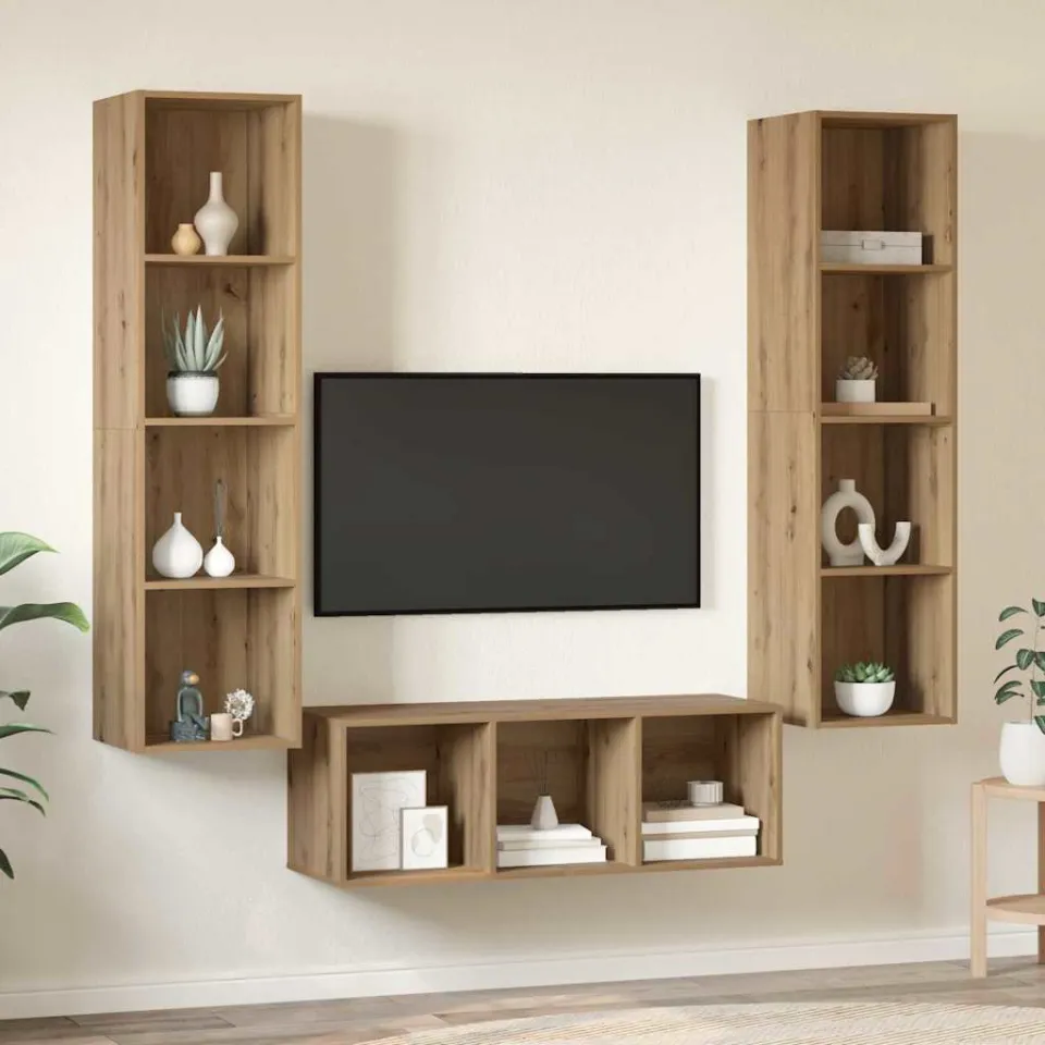 vidaXL Tv-meubelset 3 st 37 x 37 x 142,5 cm Artisan Eiken, foto 4