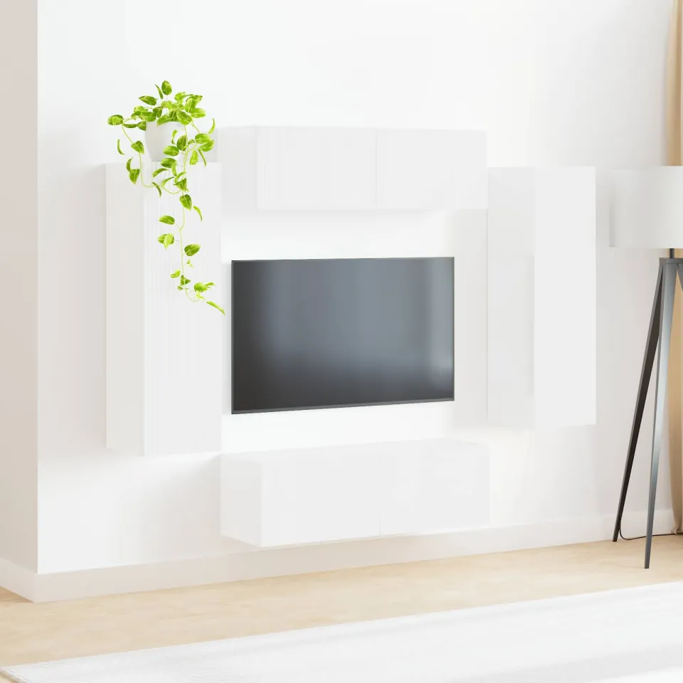 vidaXL TV Wandkast Set 4 st Wit Bewerkt hout, foto 4