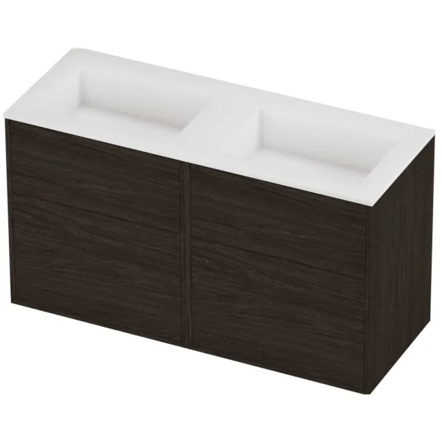 Proline Aristo Badmeubelset Polystone Elegant Zonder Gat 120x46x67 cm Mat White Mokka Oak Eiken