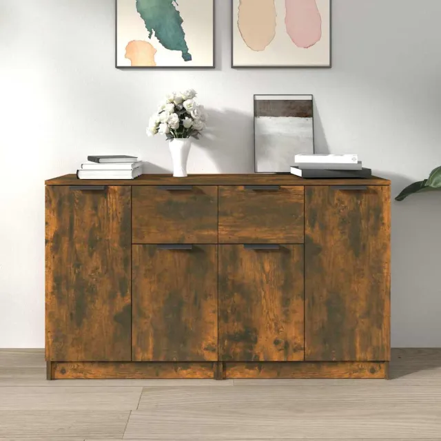 vidaXL Dressoirs 2 st 60x30x70 cm bewerkt hout gerookt eikenkleurig, foto 2