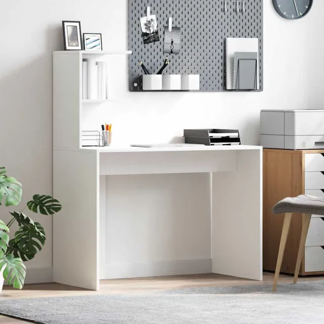 vidaXL Bureau Wit 102 x 50 x 124 cm Bewerkt hout, foto 2