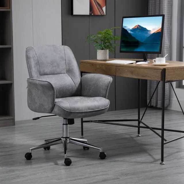 STILVORA Ergonomische Bureaustoel Met Vaste Armleuningen En Wippfunctie Hoogteverstelbaar Voor Kantoor En Thuiswerk Stof Lichtgrijs Light Gray