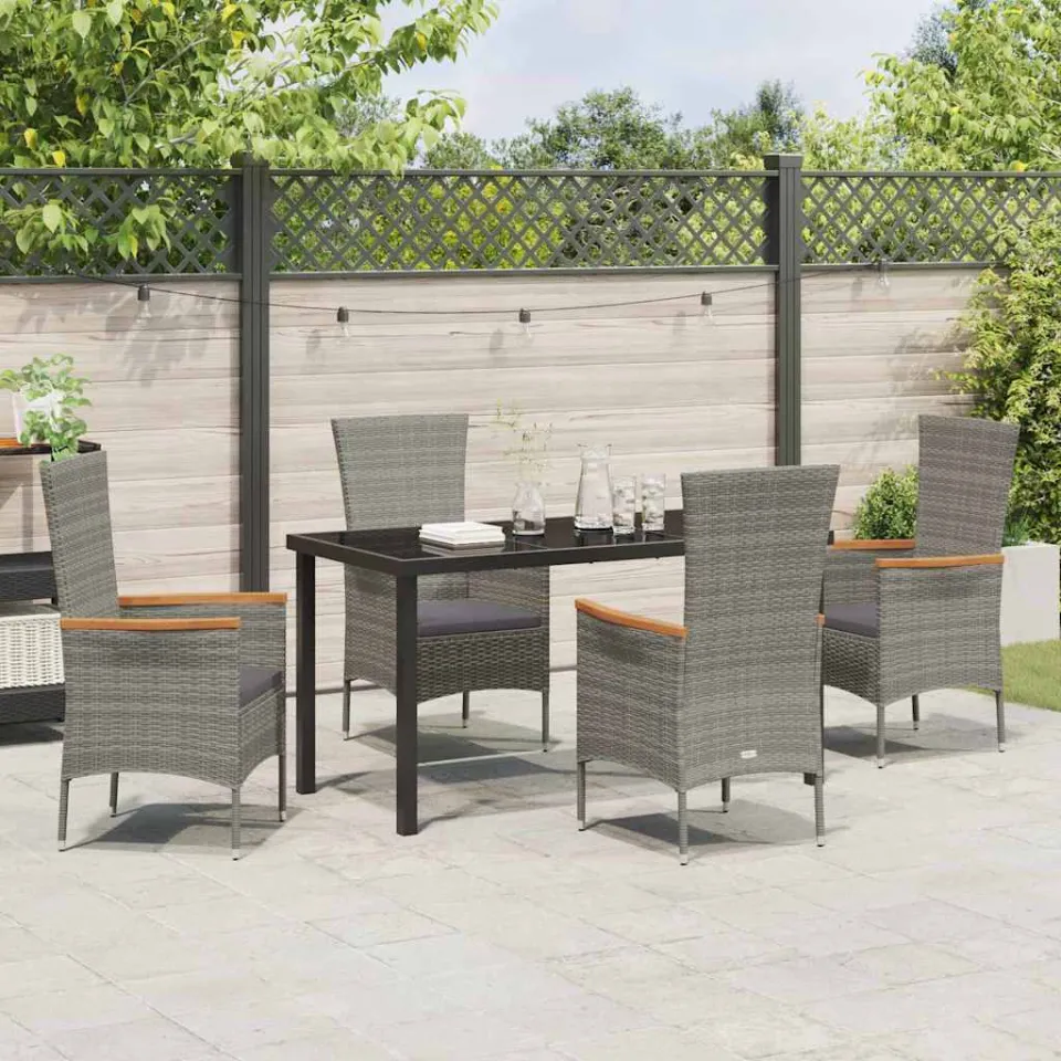 vidaXL Tuin eettafelset 5 st Grijs Gepoedercoat staal, foto 3