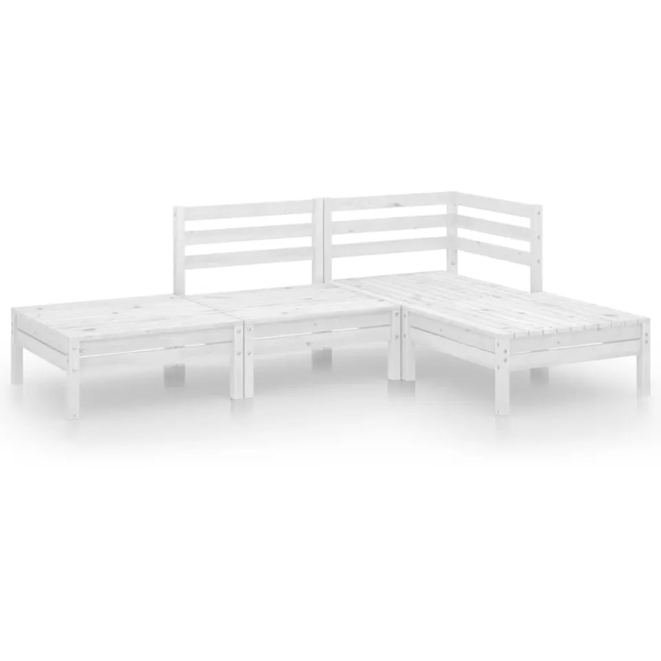 vidaXL 4-delige Loungeset massief grenenhout wit, foto 3