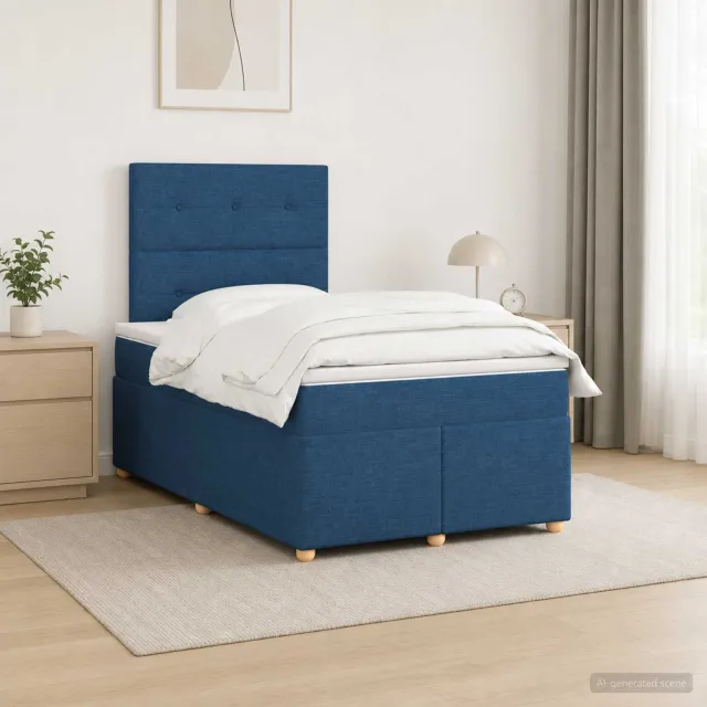 vidaXL Boxspringbed met matras Blauw 120 x 190 cm Stof
