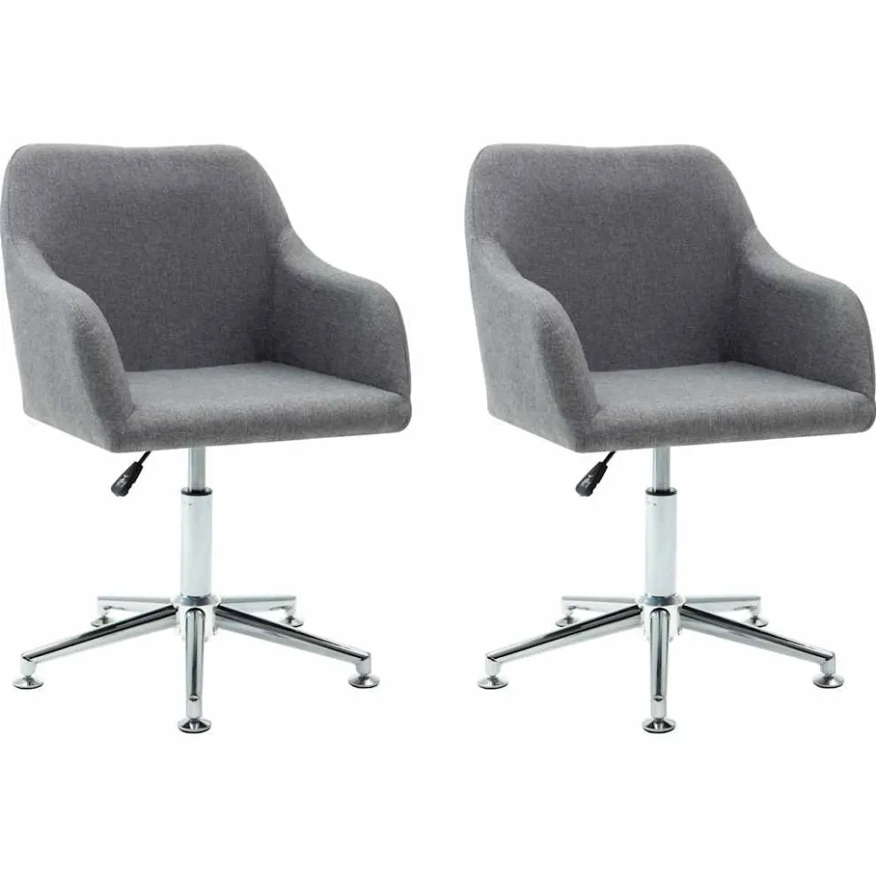 vidaXL Eetkamerstoelen draaibaar 2 st stof lichtgrijs grijs, foto 3