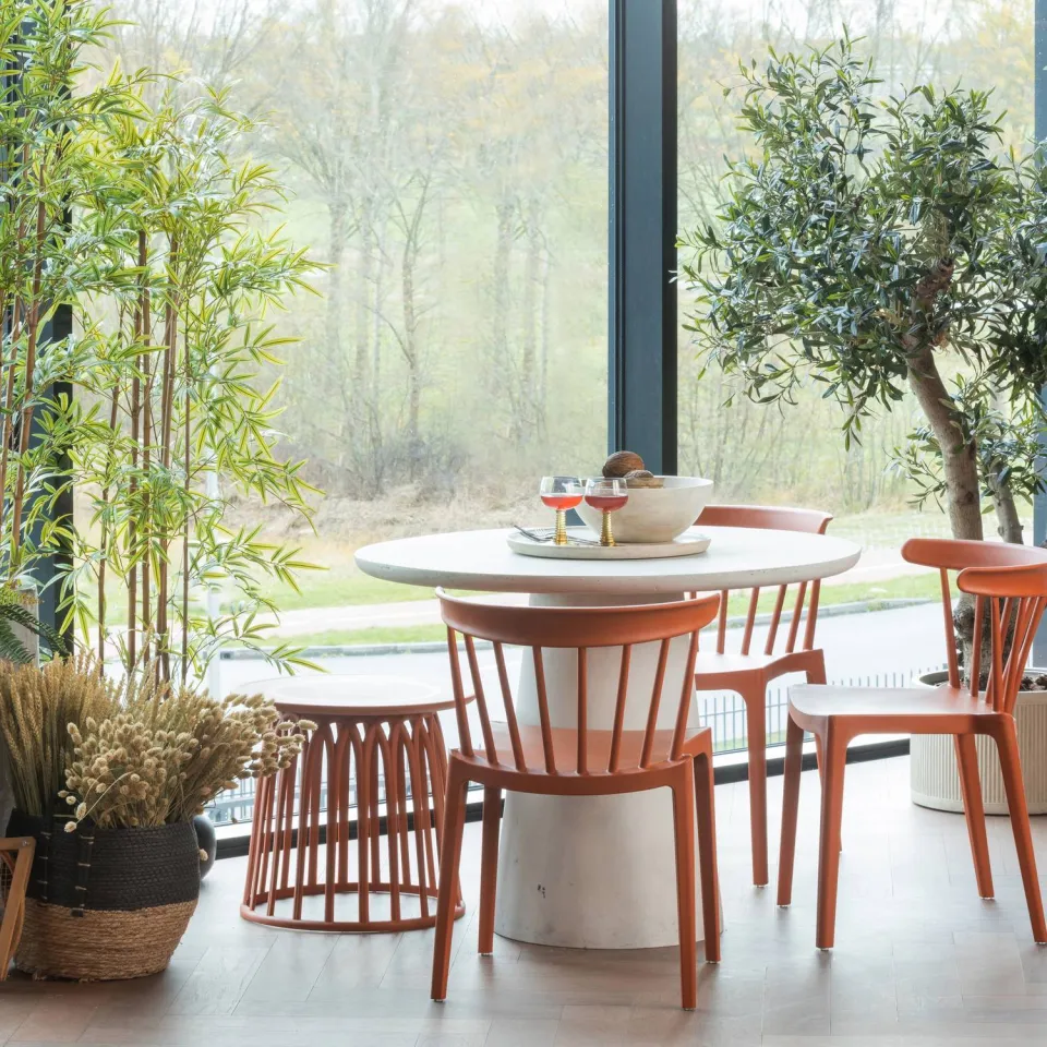 WOOOD Damon Ronde Eettafel - Betonlook - Wit - 76x100x10, foto 4