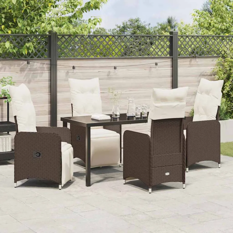 vidaXL Tuin eettafelset 5 st Bruin poly rattan, foto 3