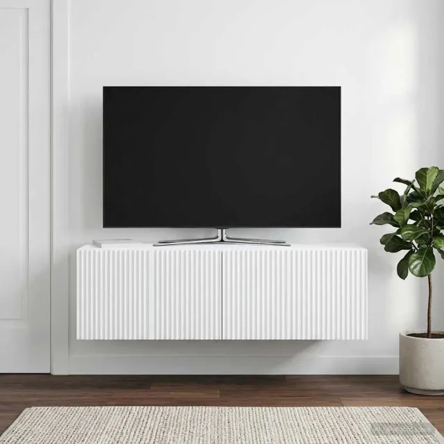 vidaXL Wandbeugel TV-kast Wit 98 x 31 x 30 cm Bewerkt hout