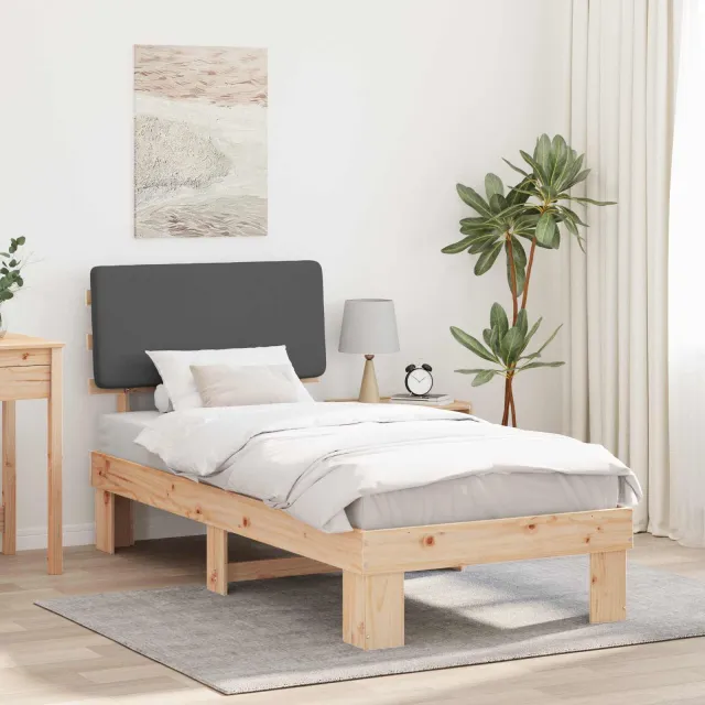vidaXL Bedframe met Gevoerd Hoofdgedeelte Donkergrijs 90 x 200 cm