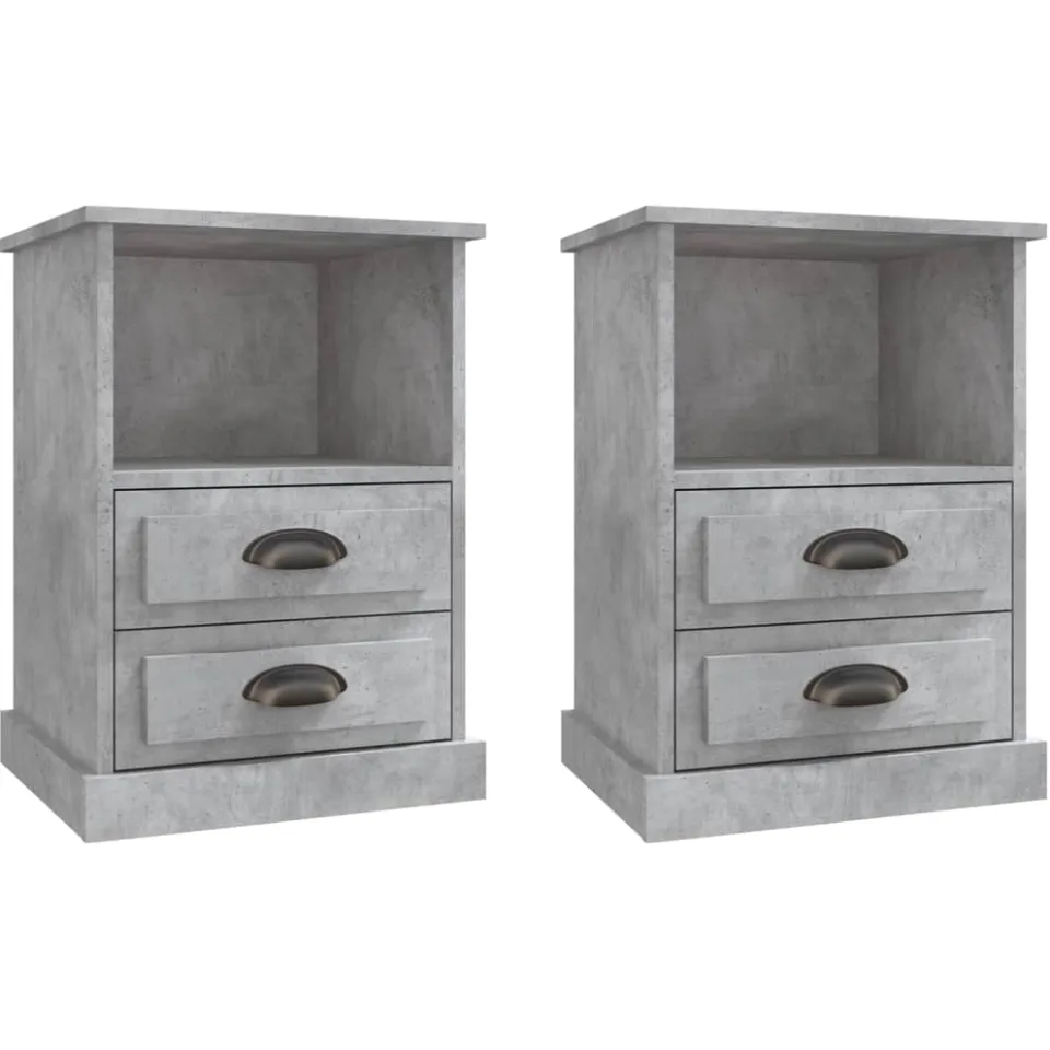 vidaXL Nachtkastjes 2 st 43x36x60 cm betongrijs
