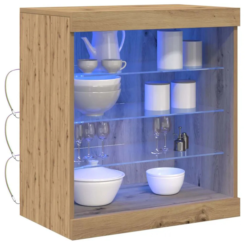 vidaXL LED Sideboard Artisan Eiken 60,5 x 37 x 67 cm Bewerkt hout Bruin