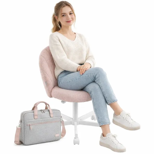Signature Home Draaistoel - bureaustoel - computerstoel - Bureaustoelen voor Volwassenen - Fleece stoel met vulling - pastelroze-Signature Home