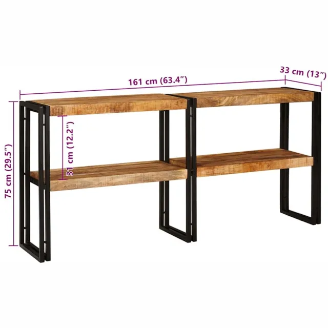 vidaXL Wandtafel - met - plank - Bruin - 160 - x - 33 - x - 75 - cm - Massief - Mango - Hout