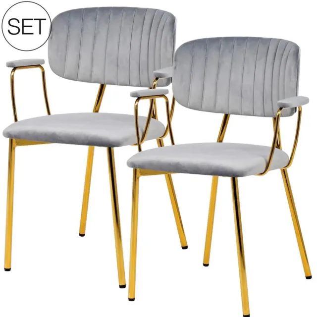 Underbar Set van 2 eetkamerstoelen Giselle velvet | Underbar Grau