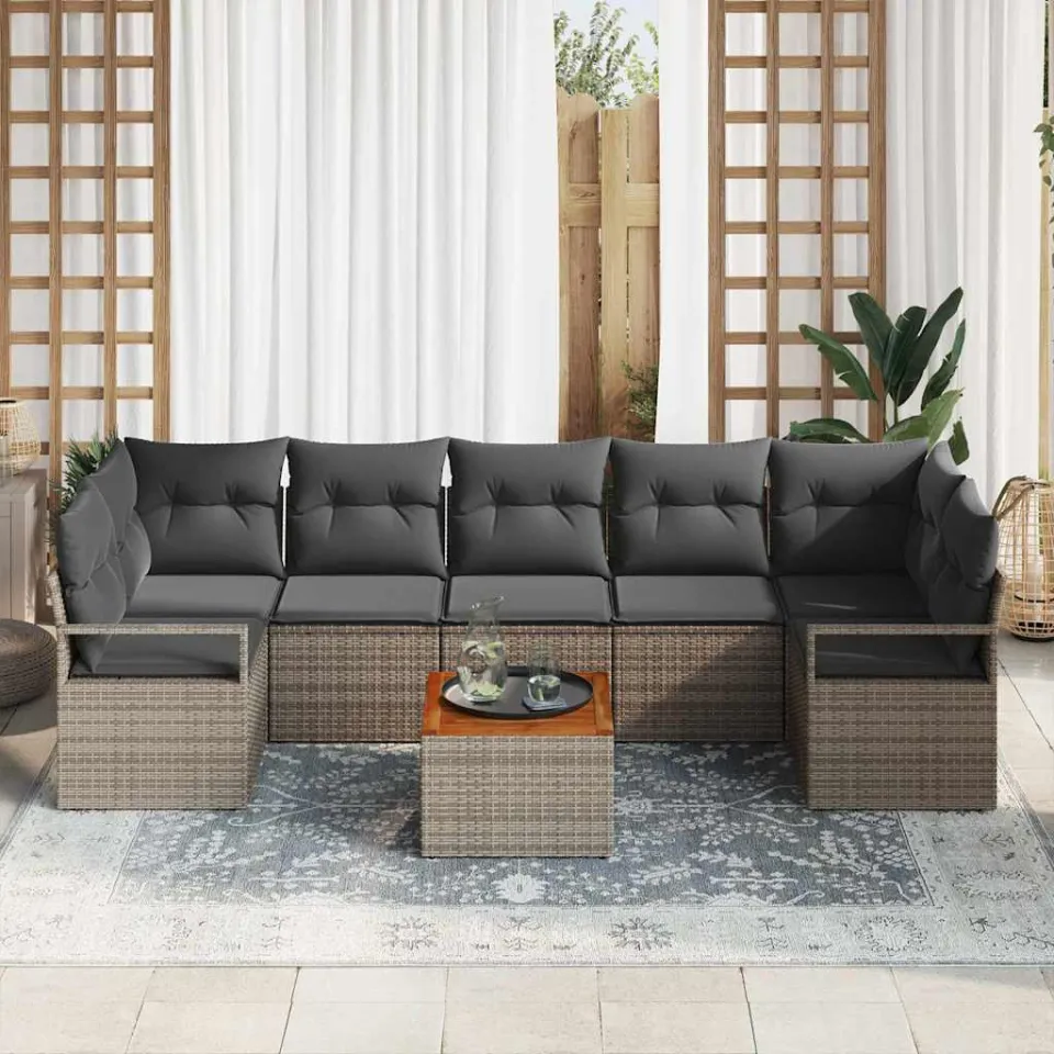 vidaXL Tuinbankenset 8 st Grijs poly rattan, foto 3