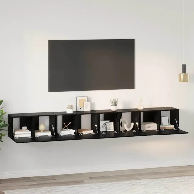 vidaXL Tv-meubelset 4 st 60 x 30 x 30 cm Zwart Eiken, foto 2