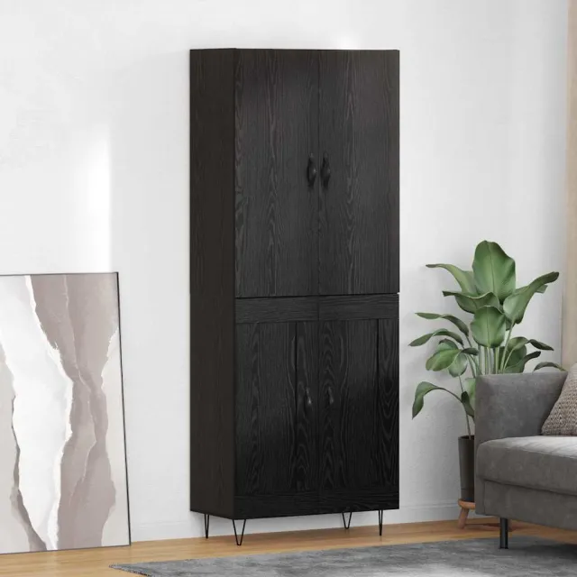 vidaXL Hoge kast 2 st Zwart Eiken 69,5 x 34 x 180 cm Bewerkt hout, foto 2