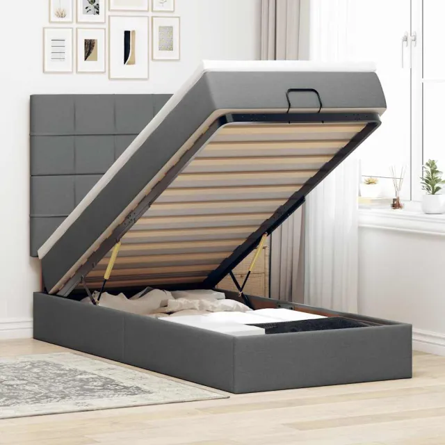 vidaXL Ottoman bed met matrassen 100x200cm fluweel donkergrijs