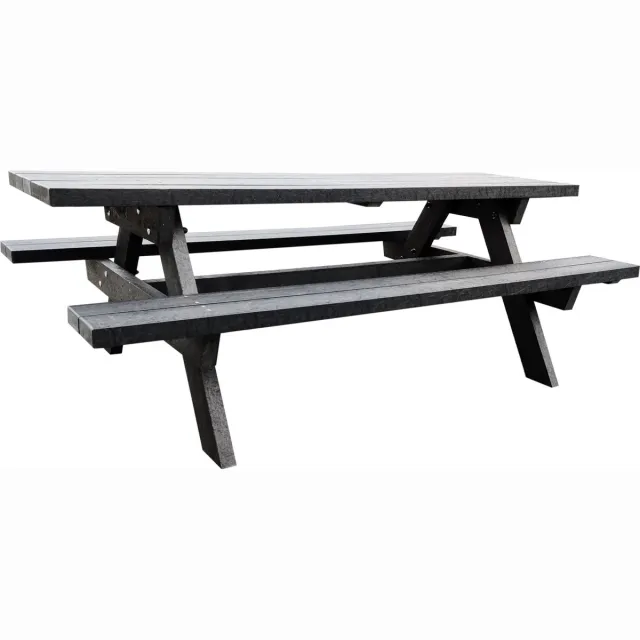 Rekupro Recycle Kunststof picknicktafel 220cm| 10 persoons | zwart