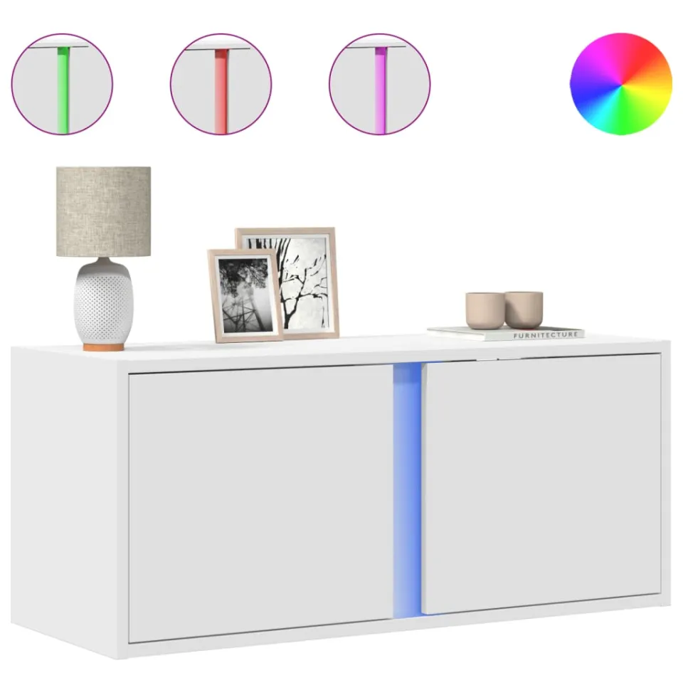 vidaXL Tv-wandmeubel met LED-verlichting 80x31x35 cm wit, foto 3