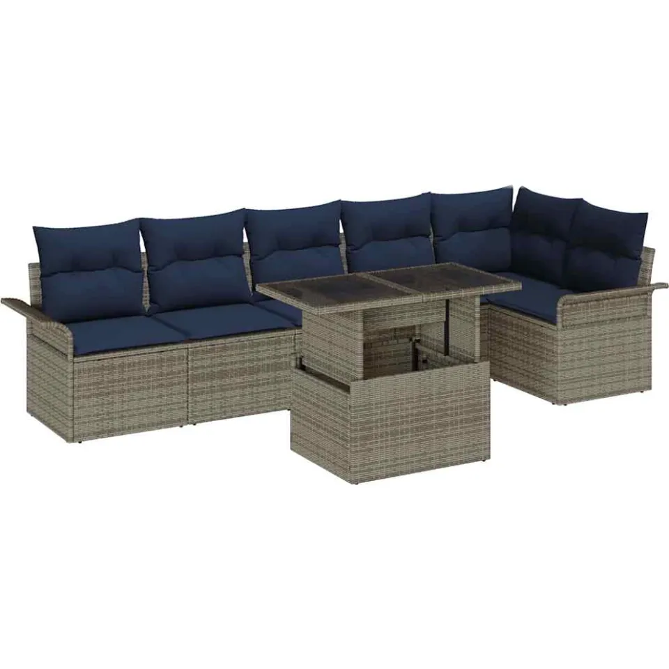 vidaXL Tuin Sofa Set 7 st Grijs [Synthetisch]: Poly Rattan, foto 4