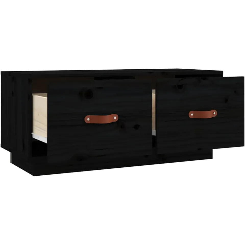 vidaXL Tv-meubel 80x34x35 cm massief grenenhout zwart, foto 4