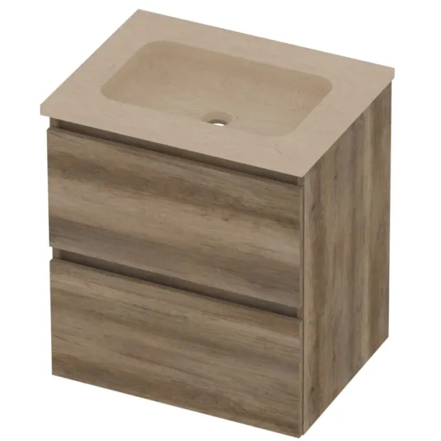 Basic-Line Rocky 46 Badmeubelset Hardsteen 60x46x62 cm Scotch Oak Sand Stone Beige