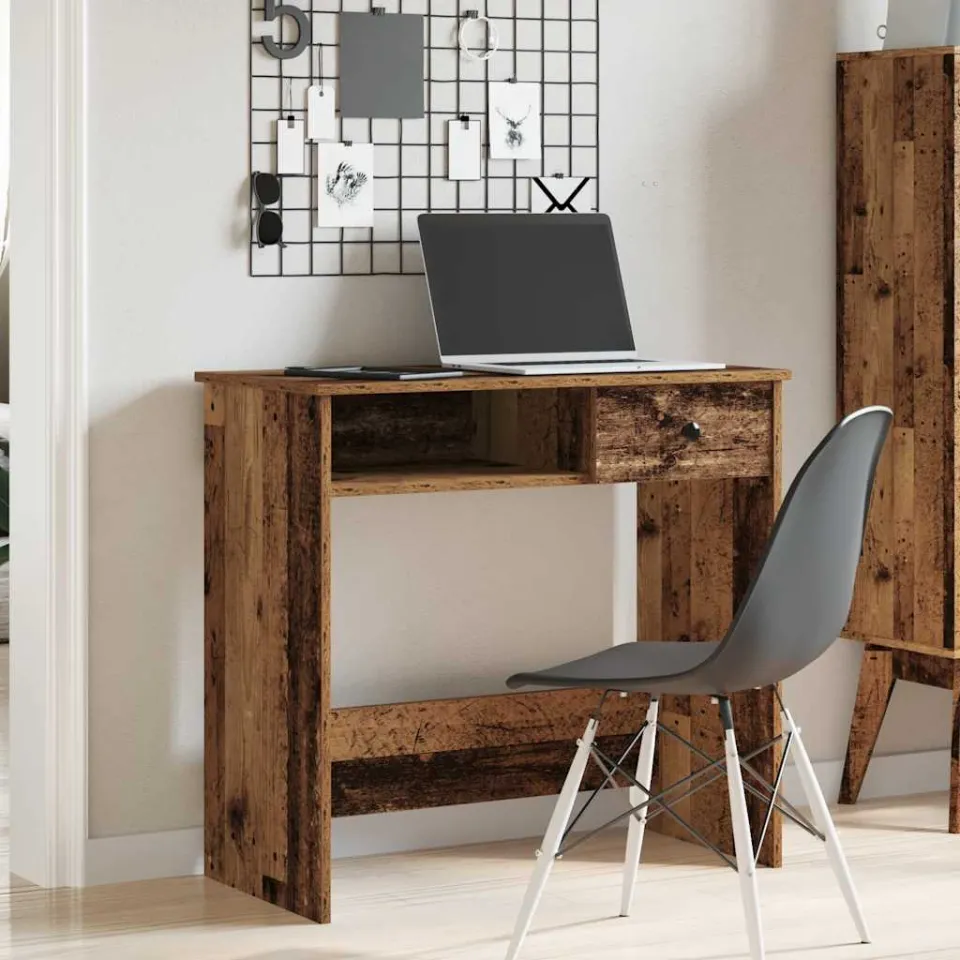vidaXL Bureau 80x40x75 cm bewerkt hout oud houtkleurig bruin, foto 2